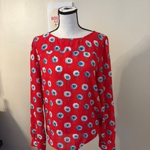 J. Crew Long Sleeve Floral Red Blouse Size M - $23.76