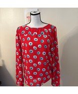 J. Crew Long Sleeve Floral Red Blouse Size M - €20,39 EUR