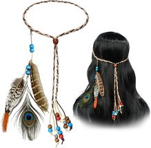 Feather Headbands Indian Feather Headband Peacoak Headpieces Festival Co... - $11.96