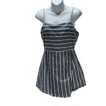 American Threads Women&#39;s Size Medium Blue Striped Cotton Skort Romper Jumpsuit - £14.38 GBP