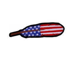 AMERICAN FLAG FEATHER 5-3/8&quot; x 1-3/8&quot; iron on patch (7202) (T62) - £5.78 GBP