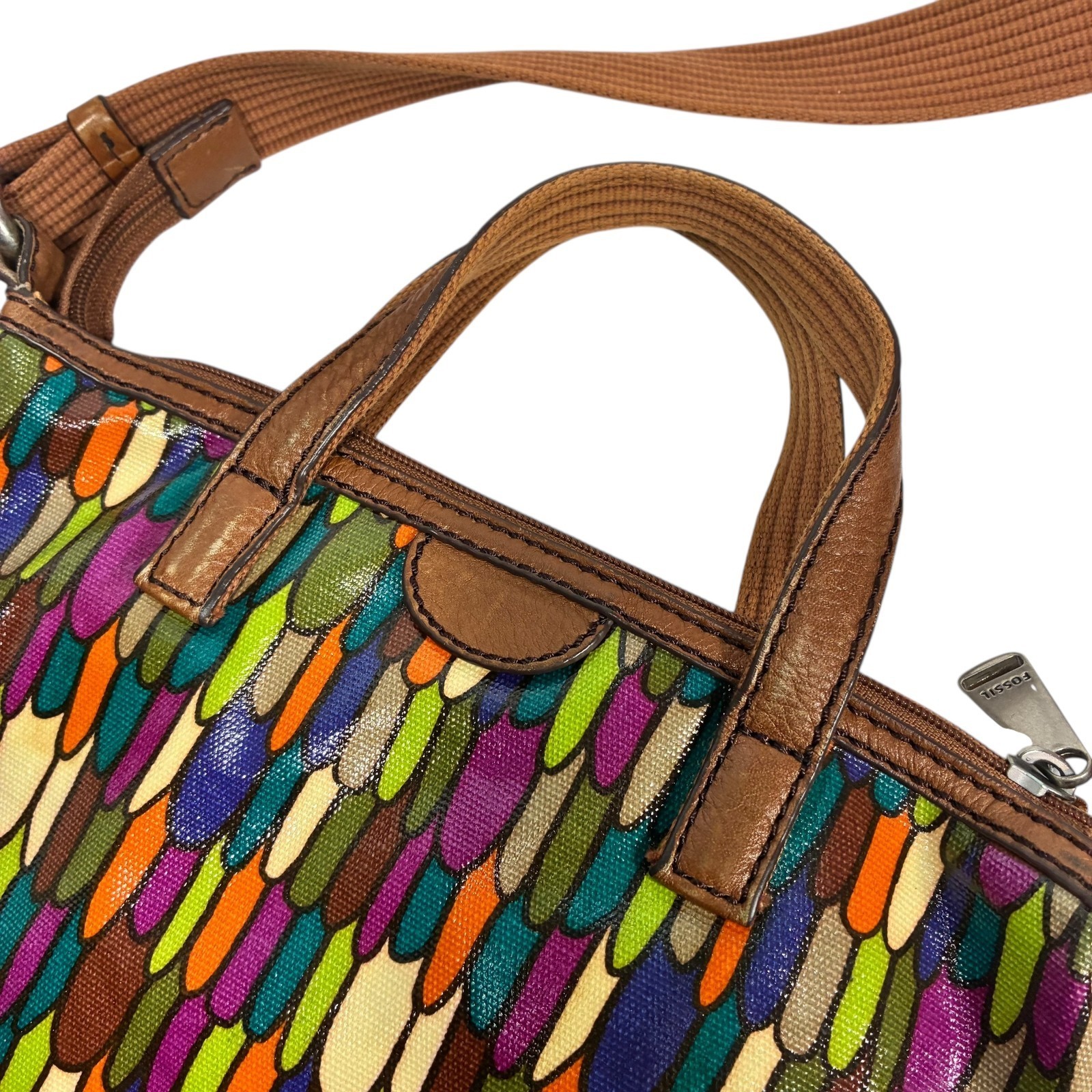 Fossil Calypso Key-Per ZB5125 Multi Feather PVC Coated Textile Crossbody Bag Item image 8