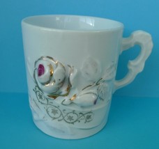 Antique Germany Porcelain Mug Cup Gilded Flower Rose pattern marked by N... - $25.03