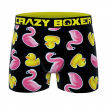 Crazy Boxer Rubber Ducky and Flamingos Men&#39;s Boxer Briefs Black - £13.35 GBP