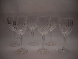 VINTAGE Pressed LEADED GLASS Water GOLBETS Set of 6 Diamond 3 LEAF Pattern - $59.39
