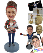 Personalized Bobblehead Nice lady holding a cute little goat with nice boots - L - £72.16 GBP
