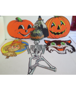 VTG Lot 6 Die Cut Beistle CAT, 22” Jointed  SKELETON, Witch etc. 1950&#39;s ... - $42.75