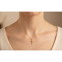 Women Necklace Old Rubin Gold Cross Necklace For Women Diamond - $11.38