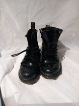 Dr Martens Black Leather 8 Hole Lace + Side Zip Childs Kids Boots UK 13 (C3) - £30.05 GBP