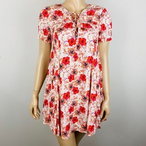 Astr The Label Pink Orange Floral A-Line Women&#39;s Size S Lace Up Neckline Dress - £30.08 GBP