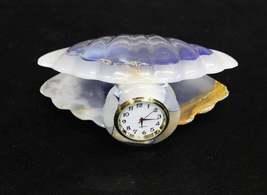Blue Vintage Marble Onyx in Shell Shape Table Clock, Marble Table Clock - £55.30 GBP