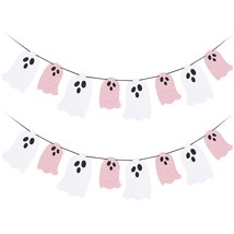 Halloween Hanging Ghost Banner White Pink Glitter Halloween Party Ghost Banner F - £22.19 GBP