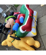 Disney Mickey Minnie Pluto Christmas Sleigh Airblown Inflatable 8ft With... - $108.90