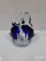 Heavy Art Glass Mother &amp; Baby Penguins Sculpture Paperweight Murano Style - $22.20