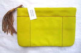 Banana Republic Sunny Yellow Pouch Clutch Snake Print Faux Leather NEW w... - $17.10