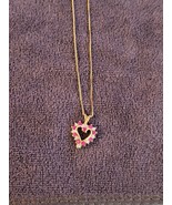 Ruby and Diamond Heart Necklace Gold over Sterling Silver - $74.10 CAD