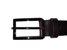 NWT TUMI men&#39;s 44/110  belt Dark Brown leather gunmetal hardware Made in... - $100.00
