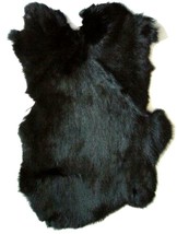 2 Black Dyed Genuine Rabbit Skin New Solf Leather Hide Furs Pelts Skins Bunny - £14.93 GBP