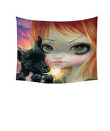 Faces of Faery #224 Sunset Girl with Her Baby Goat Tapestry - $40.61 CAD+