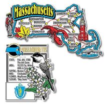 Massachusetts Jumbo Map &amp; State Montage Magnet Set by Classic Magnets, 2... - $13.91