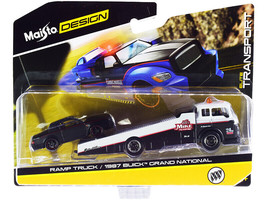 1987 Buick Grand National Matt Black with Red Stripes and Ramp Truck Black an... - £19.51 GBP
