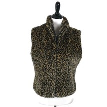 Cejon Faux Fur Vest Animal Print Brown Black Sleeveless Jacket Women&#39;s S... - $22.77