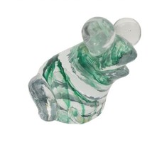 Vintage Enesco Green and Clear Paperweight Glass Frog - £19.76 GBP