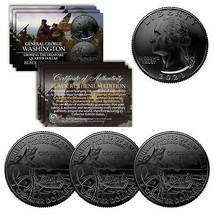 2021 Washington Crossing The Delaware Quarter U.S. Coin Black Ruthenium - Qty 3 - £11.35 GBP