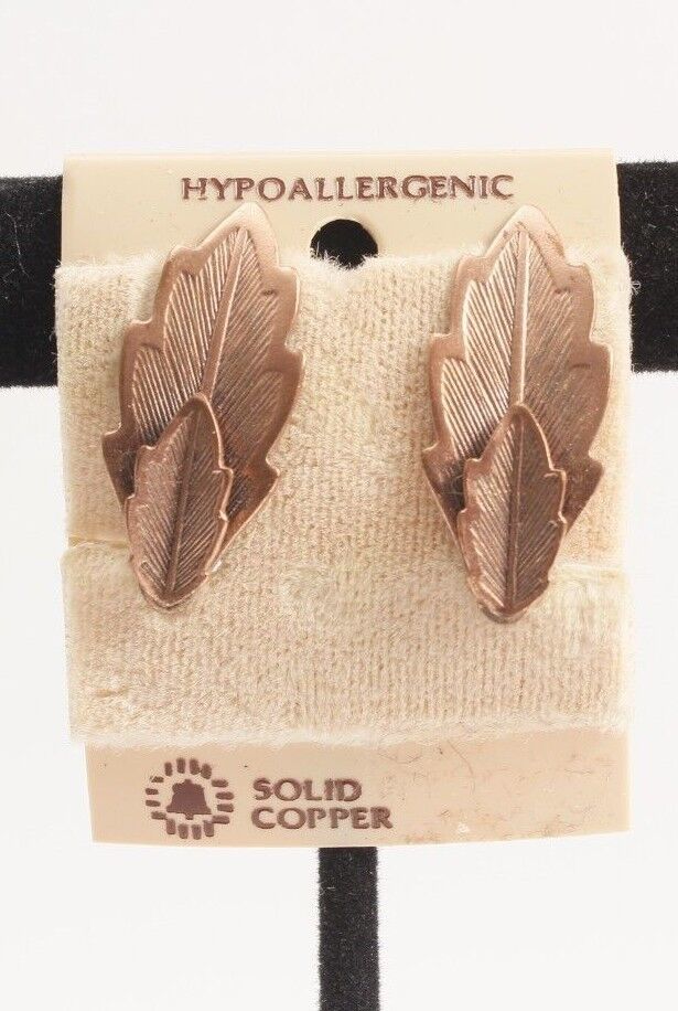 Primary image for Solid Copper Double Leaf Clip Earrings Hypoallergenic New