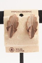Solid Copper Double Leaf Clip Earrings Hypoallergenic New - £11.52 GBP