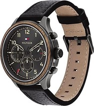 Tommy Hilfiger Reloj Hombre 1791854 Cuarzo Correa Cuero Negro Dial 45mm - $131.84