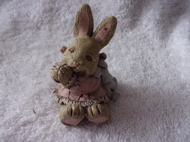 Sarah’s Attic Little Angle Bunny Cindi Holding A Stuff Bunny 1990 - £4.79 GBP