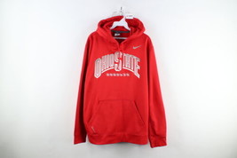 Nike Therma Fit Mens Large Distressed Spell Out Ohio State University Hoodie Red - £35.01 GBP