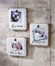 Picture Holders with Clip Wall Decor Metal Set of 3 Distressed Look 7"x 8" high image 3