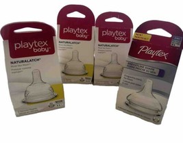 4 Playtex Baby Naturalatch Silicone Bottle Nipples 3-6M+ Fast Medium Flo... - $17.46