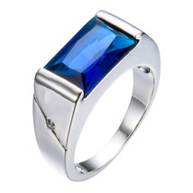 Elvis Presley TCB NY 1972 Silver Blue CZ Concert Jumpsuit Stage Men Ring Square - £20.78 GBP