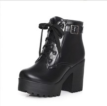 New Autumn Winter motorcycle Boots Women Fashion Brown Black White Ankle Boots F - £72.74 GBP