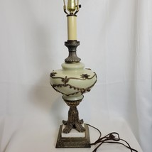 Vtg Cornell Victorian Style Gilt Applique Glass Table Lamp W Bronze Marb... - $148.49