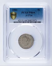 1883 Pattern Nickel Proof J-1714 Graded by PCGS as PR64 - $10,907.73