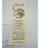 *Permanently Closed* Vintage Dynasty Chinese Restaurant Menu - €11,87 EUR