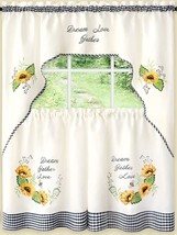 3pc. Embellished Curtains Set: 2 Tiers &amp; Swag (58&quot;x36&quot;) SUNFLOWER PICNIK, Achim - £20.56 GBP