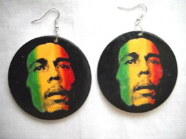 Reggae Freedom Classic Bob Marley Rasta Color Green Yellow Red Wood Earrings - £6.40 GBP
