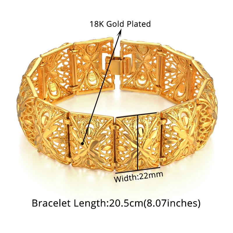 Wide Bracelet 22mm Gold Color Chain Link Chunky Bracelets &amp; Bangles for Women Vi - £20.53 GBP