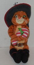 Ty Puss In boots 6&quot; Beanie baby plush toy Christmas Candy Cane - £7.64 GBP