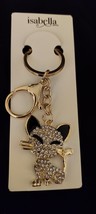 Cat Rhinestone Keychain Crystal Sparkle Kitty Purse Bag Charm Gold Tone ... - $9.47 CAD