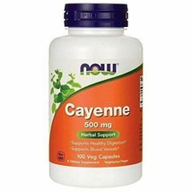 NEW Now Foods Cayenne 500mg Supports Healthy Digestion Gluten Free 100 V... - £8.66 GBP
