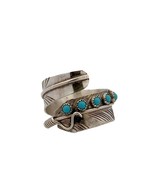 Vintage Bernice Bonney Navajo Turquoise Cluster Sterling Bypass Ring siz... - $64.35