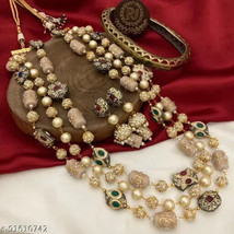 Diwali Antique Kundan Beads Stone Long Har Earrings Tikka Jewelry Set Party Wea2 - £70.24 GBP