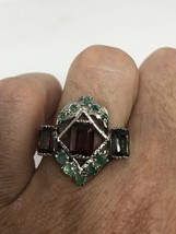 Vintage Tourmaline Ring 925 Sterling Silver Size 7 - £98.12 GBP