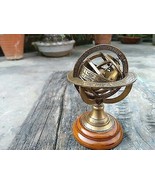 Armillary Brass Desktop Globe Sphere Wooden Base Table Top Paper Weight - €38,81 EUR